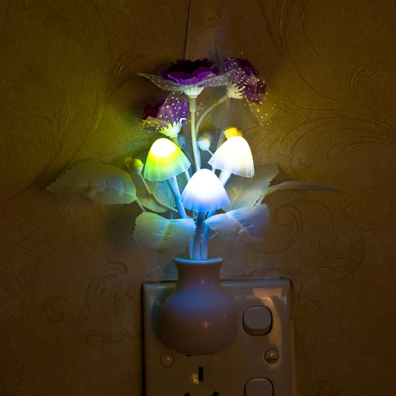 New Hot Sale US Plug Romantic Colorful Sensor LED Mushroom Night Light