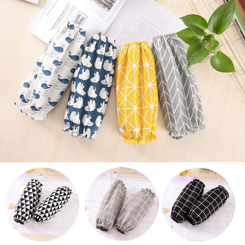 1 Pair Cotton Linen Office Antifouling Sleeve Home Cleaning Supplies Kitchen Cuff Sleeves Cooking Working Tools Long Sleeve