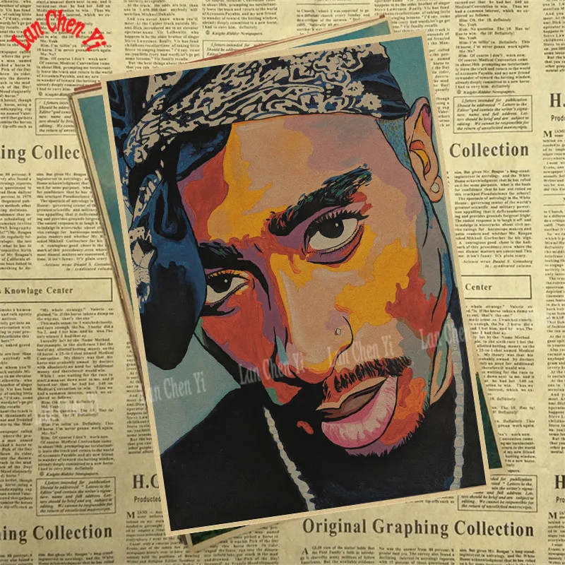 Рэп певец Тупак Амару Шакур 2PAC крафт-бумага плакат настенный Декор для дома без рамки - Цвет: Светло-желтый