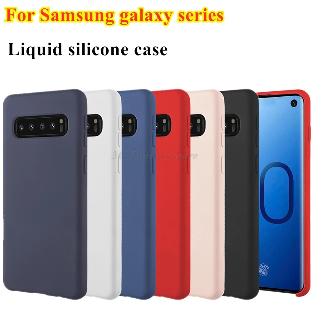 

Liquid silincone case For samsung galaxy S10 E S9 S8 Plus Note 9 8 S7 Edge Cover Shockproof With Flannel protects phone Coque