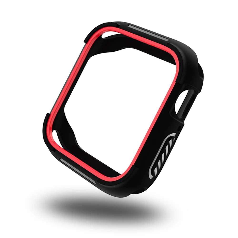Модные двойные цвета бампер для Apple Watch Case Series 5 4 40 мм 44 мм крышка легкие наручные часы рамка оболочки аксессуары - Цвет ремешка: Black Red