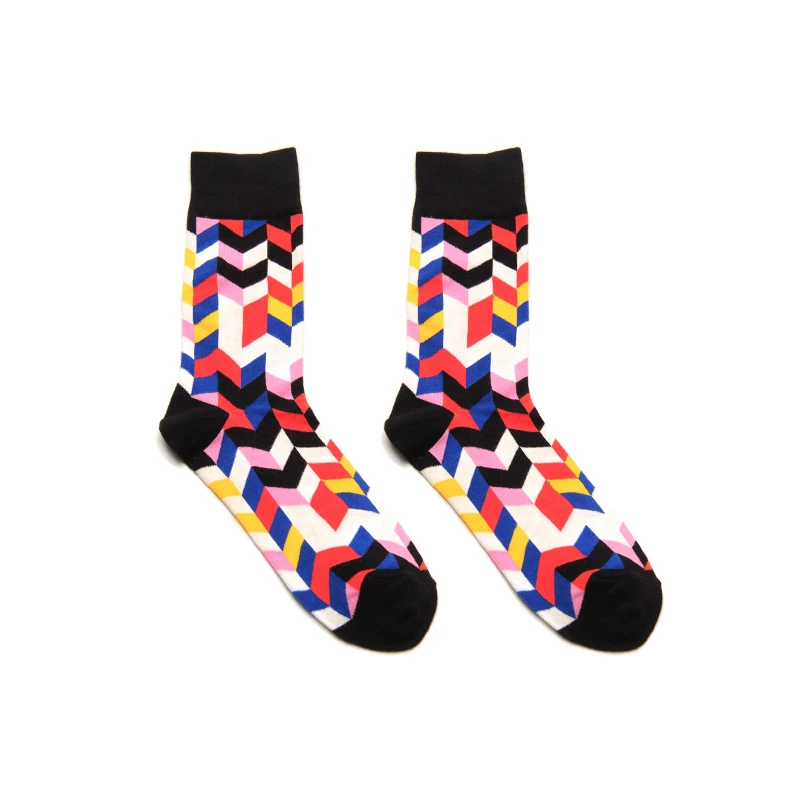 PEONFLY мужские носки смешные геометрические полосатые волны ромбовидная решетка винная строчка Harajuku Хип-хоп счастливые хлопковые носки