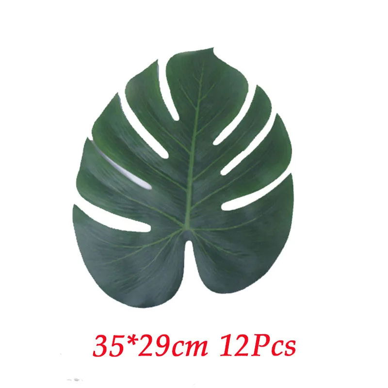 12pcs fabric leaves Летние тропические одноразовые столовые приборы зеленая Пальмовая бумага с Фламинго Салфетка под тарелку кружку соломенная Гавайская Луау вечерние принадлежности Свадебный декор - Цвет: 12pcs fabric leaves