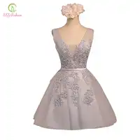 Short Evening Dress SSYFashion Hot Sale Sexy V-neck Lace A-line Party Gown Formal Dress Custom Homecoming Dresses Robe De Soiree