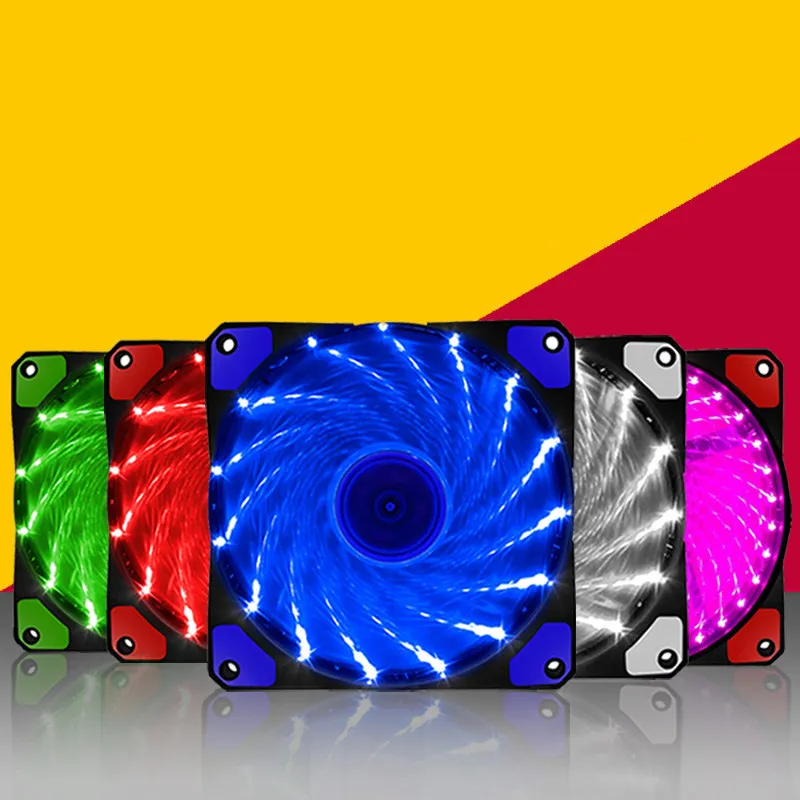 Computer water cooling Quiet DC12V 12CM Dazzle colour LED fans Cooler