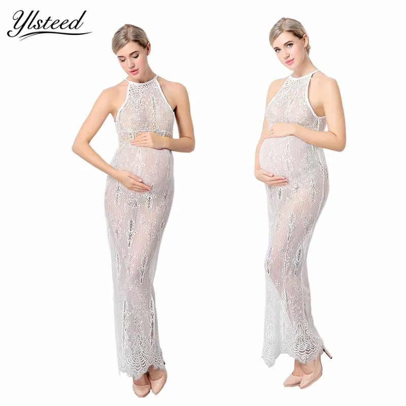

White Lace Maternity Dresses for Photo Shoot Sheer Pregnant Photography Clothes Robe Grossesse Photographie Maternity Photo Prop