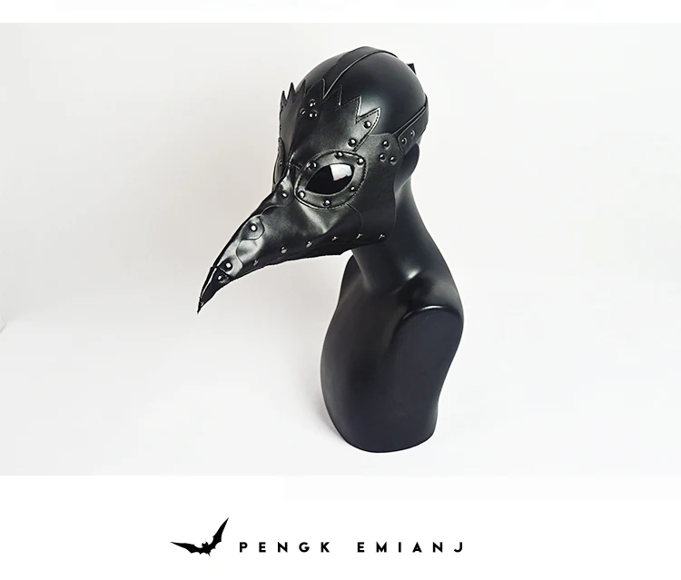 plague doctor mask Beak Doctor Mask Long Nose Cosplay Fancy Mask rivet Gothic Retro Rock Leather Halloween beak Mask (3)
