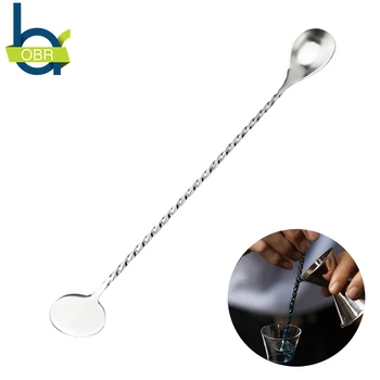 

OBR Stainless Steel Stirring Spoon Long Handle Cocktail Mixing Spoon Honey Coffee Tea Spoon Tableware Kitchen Bar Tools