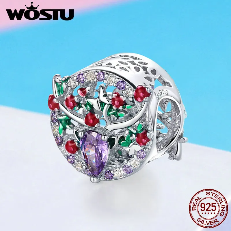 

WOSTU Trendy 925 Sterling Silver Lucky Elk Beads Charms Fit Bracelet Pendant For Women Fashion Rainbow Silver Jewelry BNC033
