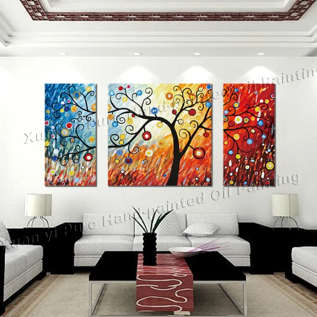 3 Piece Canvas Wall Art Large Modern Abstract Wall Panel Decor Money ...