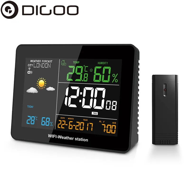 

DIGOO DG-TH8788 WIFI Weather Station APP Remote Setting Automatic Connect Smart Home Multifunction Thermometer Hygrometer