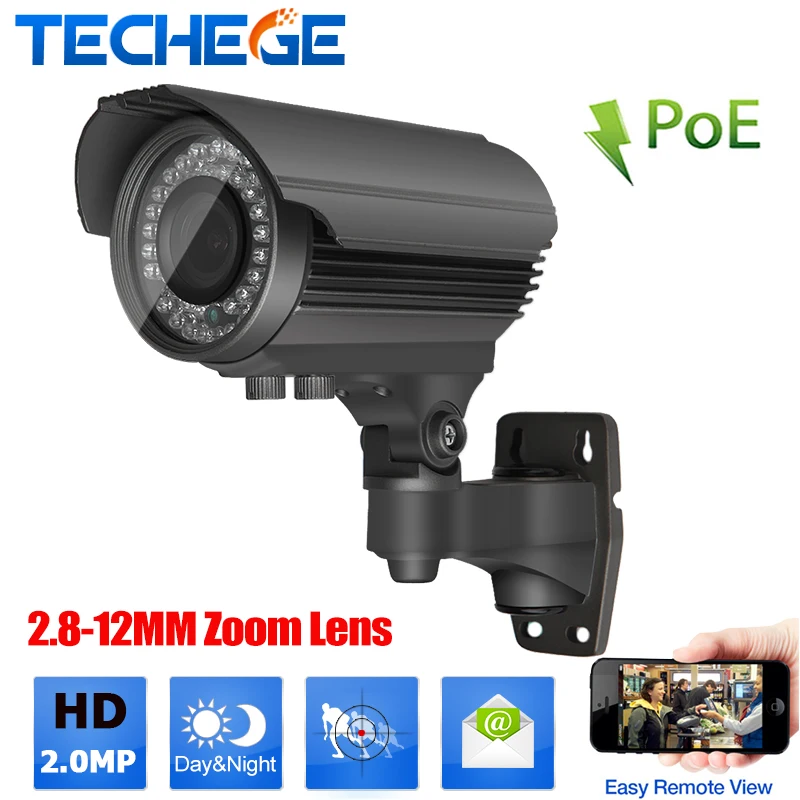 2.0MP 1080P POE IP Camera 48V onvif P2P night vision Zoom Len varifocal home security CCTV outdoor/indoor camera for cctv system