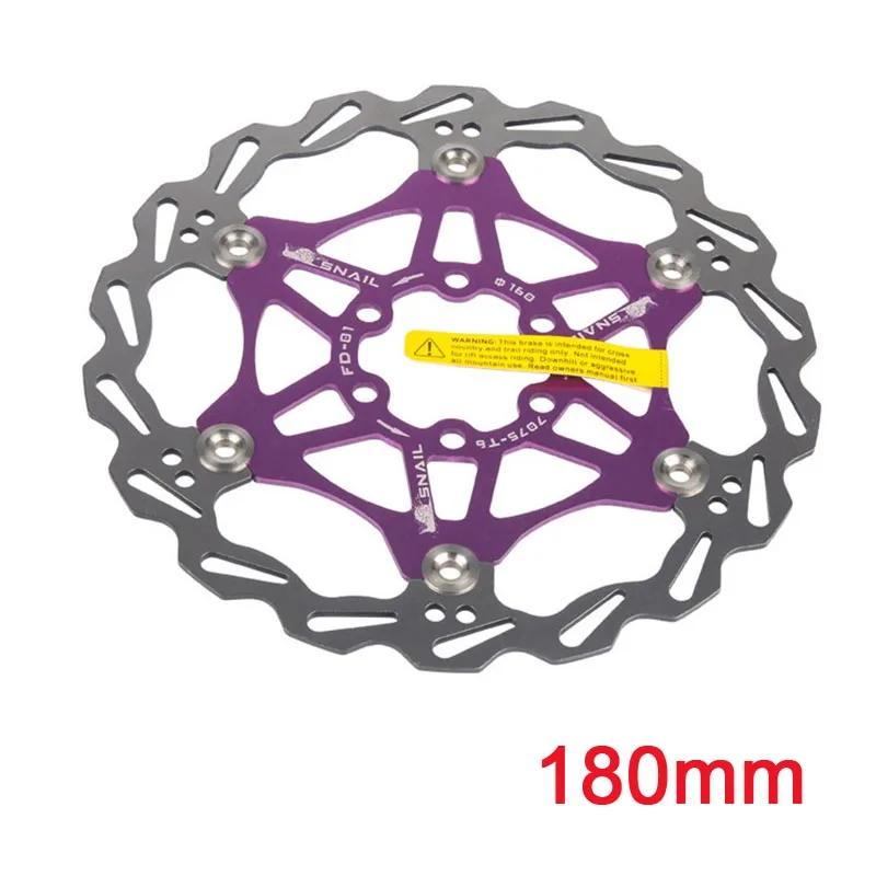 purple 180mm Велосипедный Дисковый Тормоз MTB DH тормозной поплавок плавающие дисковые роторы 160 мм/180 мм/203 мм Hydreaulic тормозные колодки поплавок роторы 6 цветов - Цвет: purple 180mm