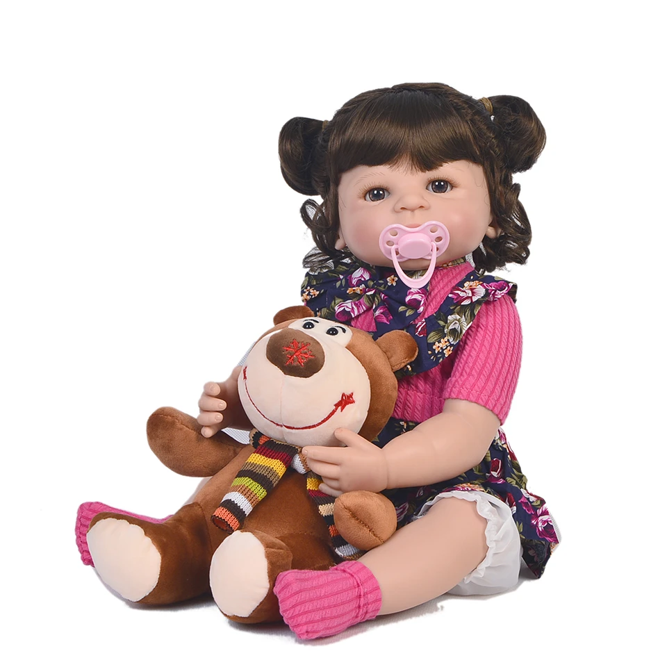 KEIUMI 22 ''Reborn baby girl полный корпус силиконовые модные детские куклы Дети Boneca Reborn DIY игрушки настоящая принцесса с изогнутыми волосами