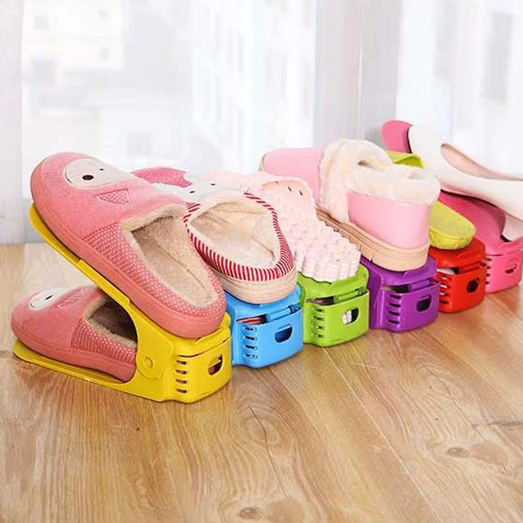 8 шт. пластиковые слоты для обуви Экономия пространства регулируемый шкаф Органайзер двойной хранения DIY держатель стойки