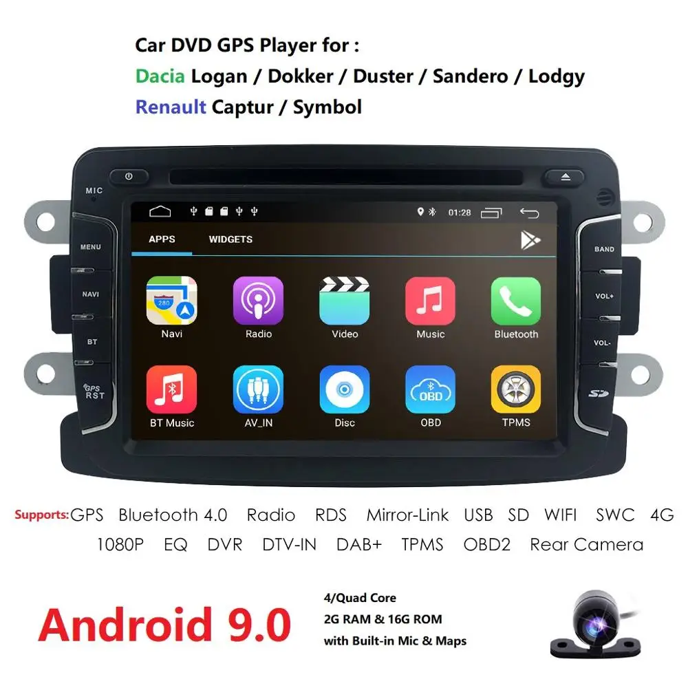 

7'' Android 9.0 GPS Navigator Radio For RENAULT DUSTER Dacia Logan Sandero Xray 2 Car DVD Central Cassette Player SWC RDS DSP BT