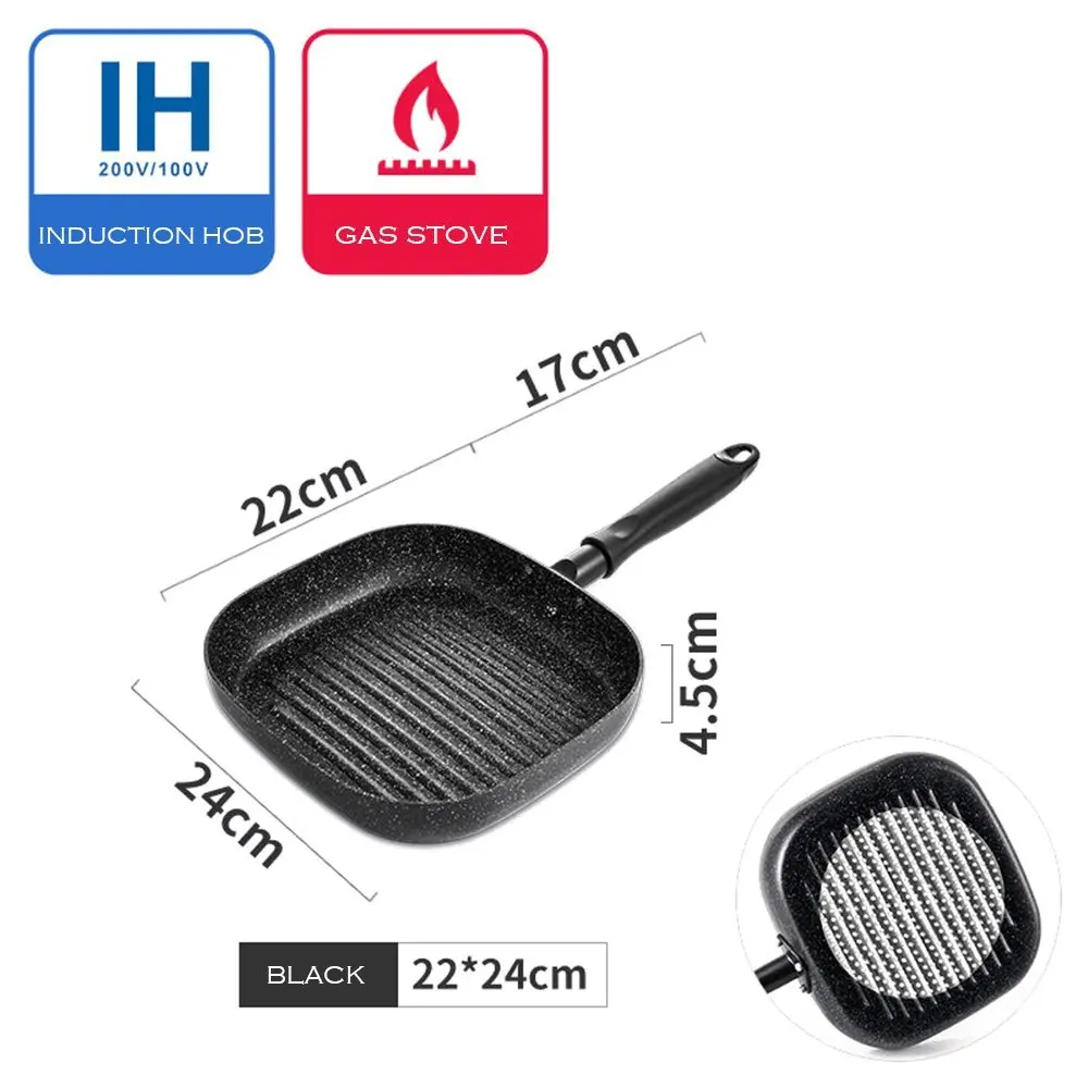 MyLifeUNIT Aluminum Non-stick Square Grill Pan Steak Fry Pans Multi-purpose Snowflake Striped No fumes Frying Pan 9-inch