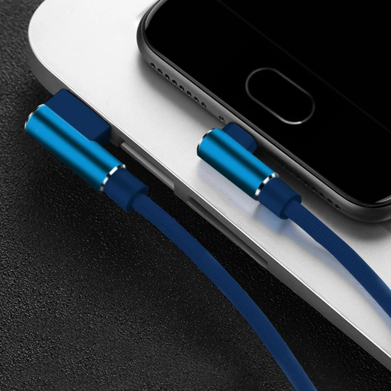1 м 2 м 3 м 90 градусов Быстрое зарядное устройство данных usb type C кабель для samsung huawei Xiaomi LG type-c зарядный шнур мобильного телефона длинный провод - Цвет: Синий