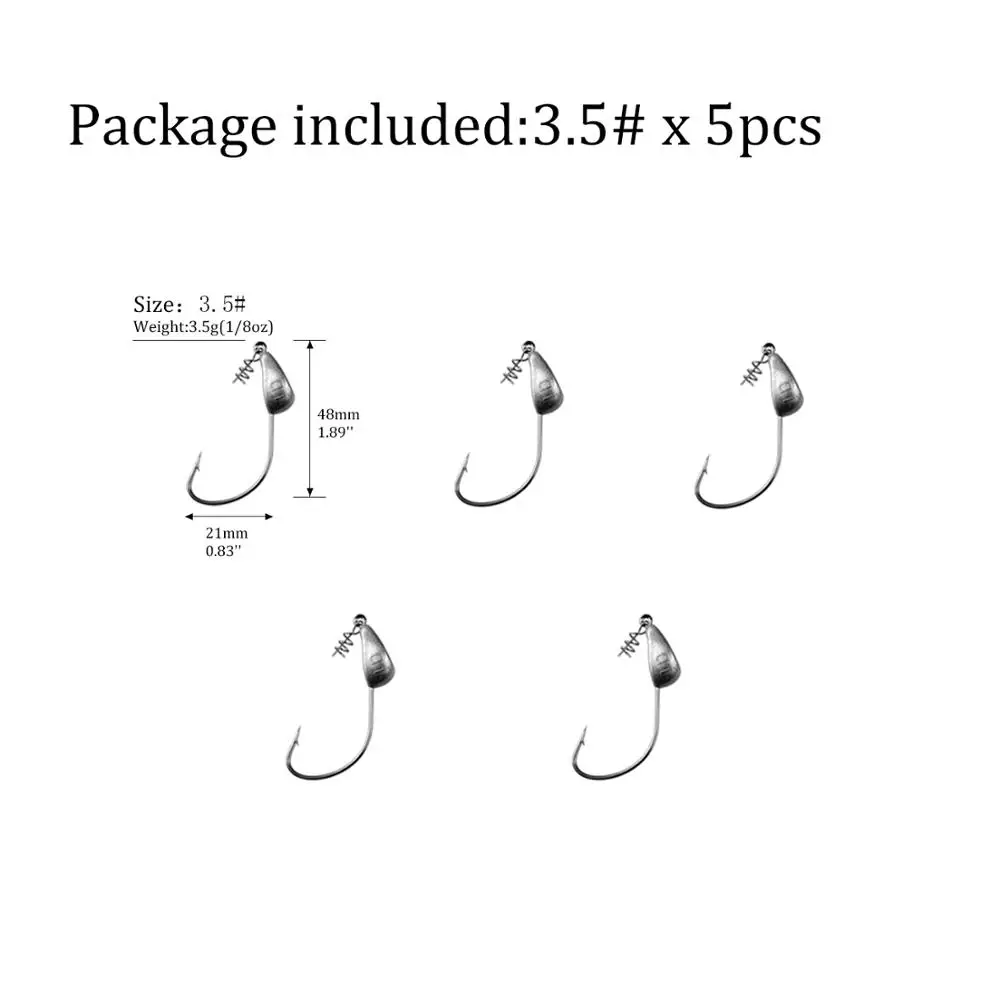 5pcs 3.5g 5 шт. рыболовный крючок с свинцовой головкой, 3,5 г, 5 г, 7 г, 10 г, 15 г, 18 г, 21 г, винтовой крючок, рыболовные снасти, рыболовные снасти, рыболовные крючки со спиральным винтом - Цвет: 5pcs 3.5g