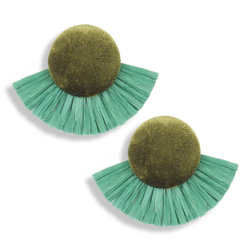 Bohemian Green Beaded Tassel Drop Earrings for Women Big Statement Earrings Female Wedding Fringe Hanging Earings - Окраска металла: 13