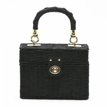 Новинка, черная сумка из ротанга, маленькая сумка с клапаном, пляжные соломенные сумки для женщин, ручная работа, квадратная коробка, сумки-мессенджеры, богемная БАЛИЙСКАЯ женская сумка Boho