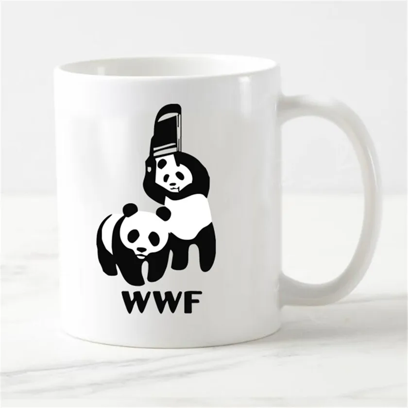 Wwf пользовательские чашки кофе мода panda дома керамическая чашка WWF чайная чашка подарки для детей - Цвет: Черный