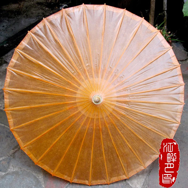 

Handmade Ancient Chinese Pure Orange Yellow Color Oiled Paper Umbrella Chinese Acient Parasol Umbrella
