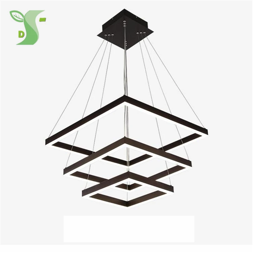 

Square LED pendant lights Acrylic ceil ing light 3ring hanglamp 130W white warm white dimmable acrilico light for living room