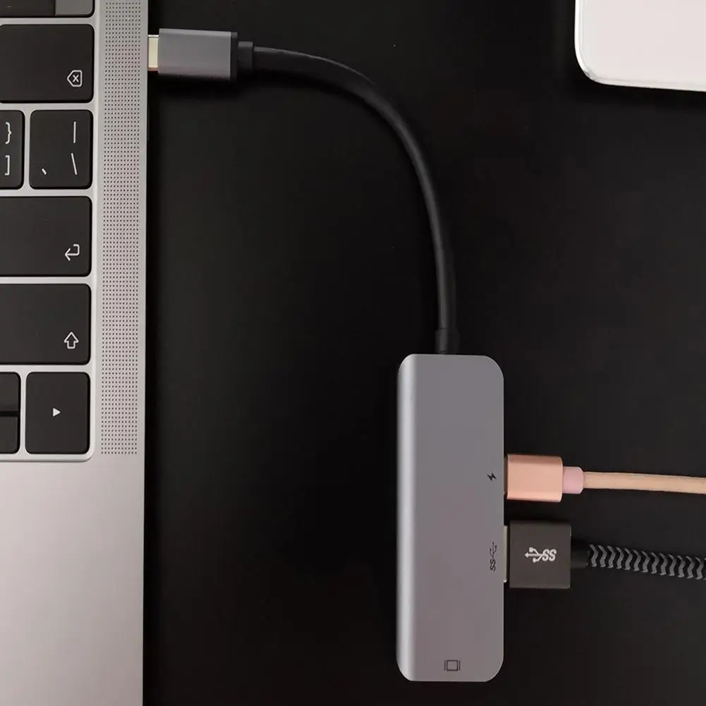 Type C к HDMI+ USB3.0+ PD цифровой многопортовый концентратор адаптер Быстрая зарядка три в одном usb-хаб концентратор ноутбук док-станция