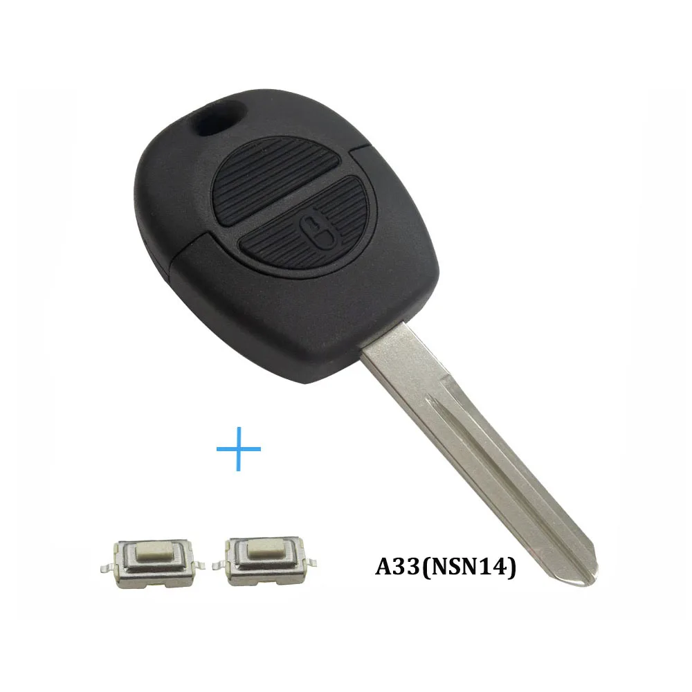 OkeyTech 2 кнопки Uncut A32/A33 лезвие и 2 микро переключатель дистанционного ключа оболочки для Nissan Primera Micra Terrano Almera X Trail - Количество кнопок: A33 Blade