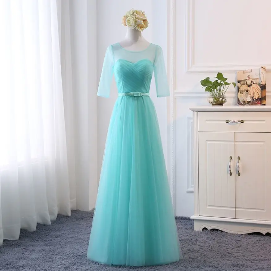 Vestidos para bodas elegantes largos, новинка, тюль, 4 стиля, небесно-голубой, lavend, платье подружки невесты, свадебное платье, настоящая фотография, gelinlik - Цвет: sky blue