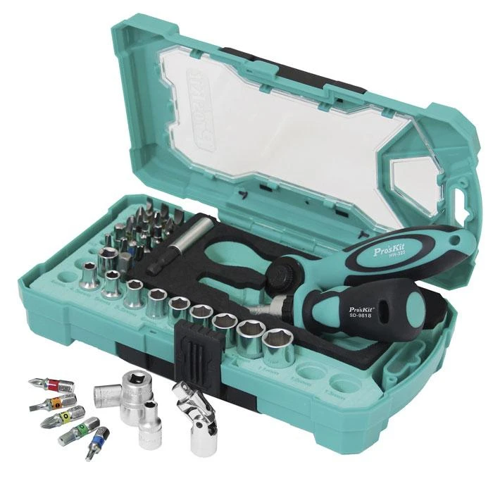 

Free Shipping Pro'sKit SD-2317M 38 PCS 1/4" Drive Socket & Screwdriver Set Multifunctional Tool Set Toolkit DIY Repair Hand Tool