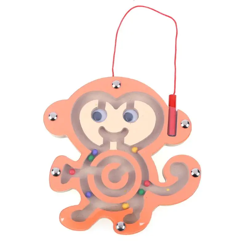 Children Magnetic Maze Toy Kids Wooden Puzzle Game Toy Kids Early Educational Brain Teaser Wooden Toy Intellectual Jigsaw Board