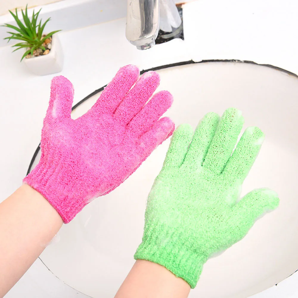 Перчатки для ванной с пятью пальцами, для душа, для ванной комнаты, яркие цвета, для мытья тела, для спа, для ванной комнаты, чистящая щетка, услуги для ванной