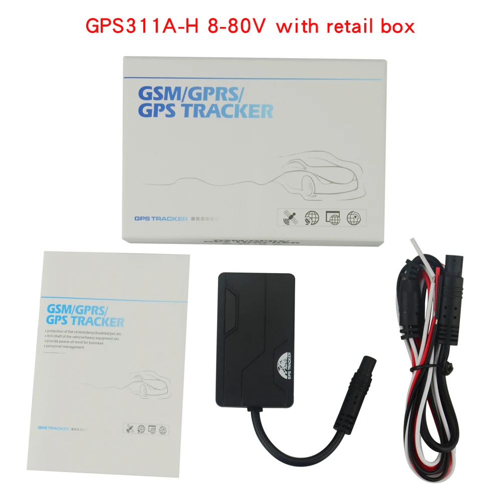 Простое управление умное устройство для автомобиля мини-размер gps трекер gps 311A TK311A гео-забор ACC сигнализация загрузка данных Авто трек непрерывно - Цвет: With box(8V-80V)