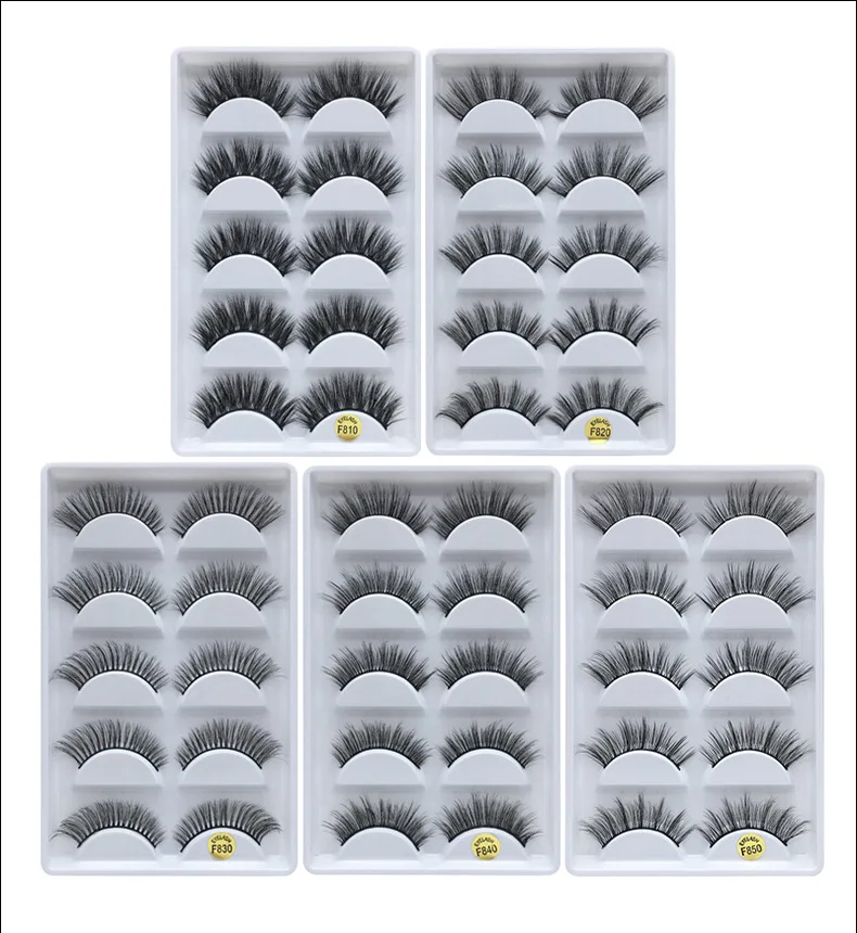

Mangodot 3D Mink Lashes 5 pairs False Eyelashes Thick Crisscross Makeup Eyelash Extension Natural Volume Soft Fake Lashes F810