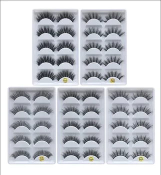 

Mangodot 3D Mink Lashes 5 pairs False Eyelashes Thick Crisscross Makeup Eyelash Extension Natural Volume Soft Fake Lashes F810
