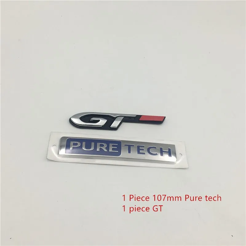 Для peugeot 206 207 208 301 306 307 308 406 508 350 400 THP GT Puretech чистый Tech эмблема хвостовая часть для открытой автомобильной двери с эмблемой крыло наклейка - Название цвета: 2pcs(107mm and gt)