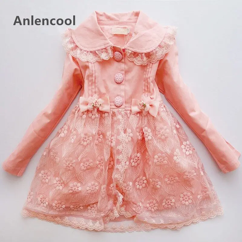 Anlencool/Новинка пальто для девочек на весну и осень куртка с длинными рукавами