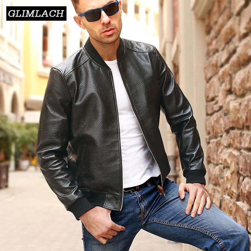 

Quality Men Embossing Sheepskin Genuine Leather Coat XXXL Motorcycle Jacket 2019 Clothing Slim Black Flight Real Leather Jackets