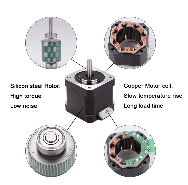 Motor de Passo Motor de Baixo Ruído para Cnc Nema17 de Duas Alto Torque Fases 1.5a 0.8n. m Xyz 42 60mm 17hs4401 15 Motor de passo