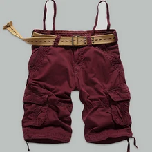 Красивые летние мужские хлопковые повседневные однотонные мужские шорты-карго, шорты с несколькими карманами, Мужская одежда, большие размеры 25 28