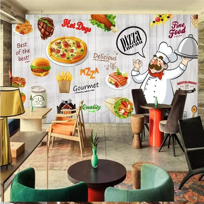 

Cartoon hand-painted delicious pizza background wall professional production wallpaper mural custom poster photo wall