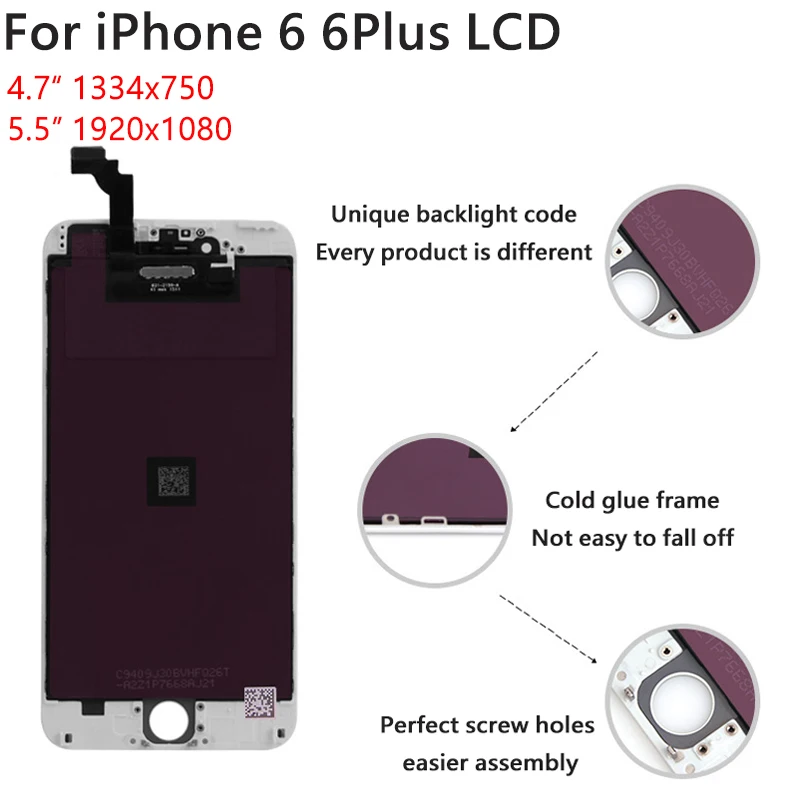 ЖК дисплей для iPhone 6 A1549 A1586 A1589 4 7 дюйма/5 5 дюйма|Экраны мобильных телефонов| |