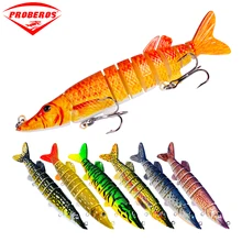 1pc 8 Sections Pike Swim Fishing Lure 12.5cm/19.5g Swim Bait Fishing bait 4#Hook 12 Colors Fishing Tackle