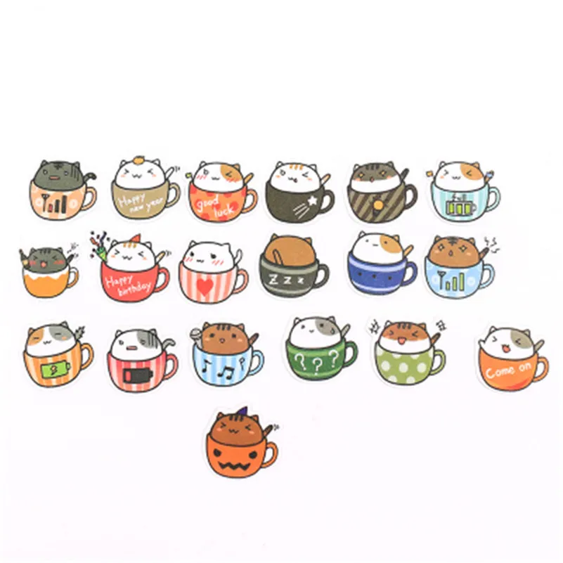 

1pcs Kawaii Stationery Stickers lovely Coffee kitten pattern scrapbooking Posted It planner School Supplies memo paper