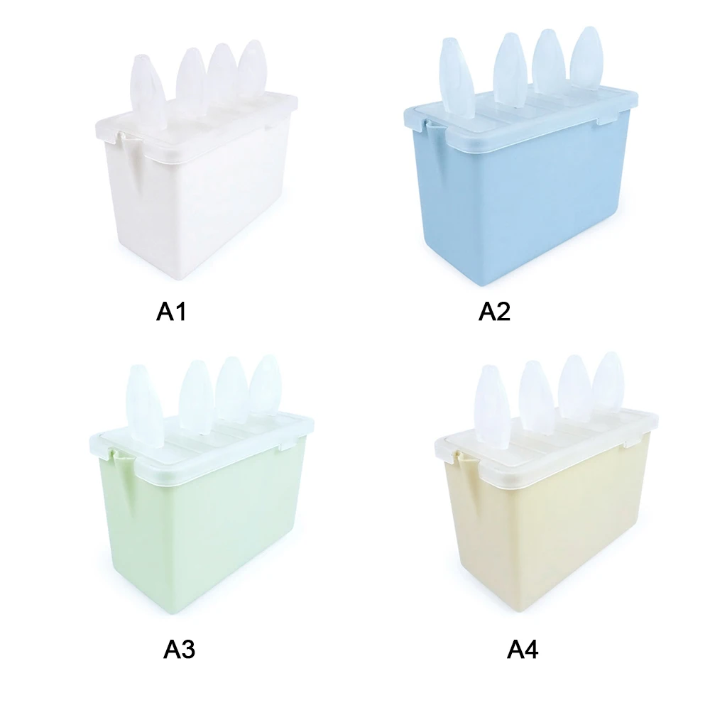 4 Slots Frozen Ice Molds Bathtubs Ice Cream Popsicle Mold Ice Tray with Sticks DIY Ice Cream Tools