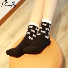 New Fashion Solid color with the cat printing women socks High quality warm ladies socks 5 pairs/lot