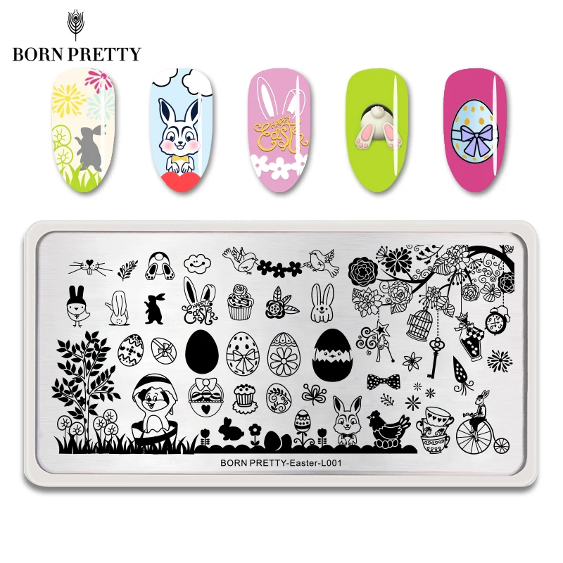 

BORN PRETTY Easter Series Nail Art Stamping Plate Rose Flower Nail Art Image Templates Animals Beauty Manicure