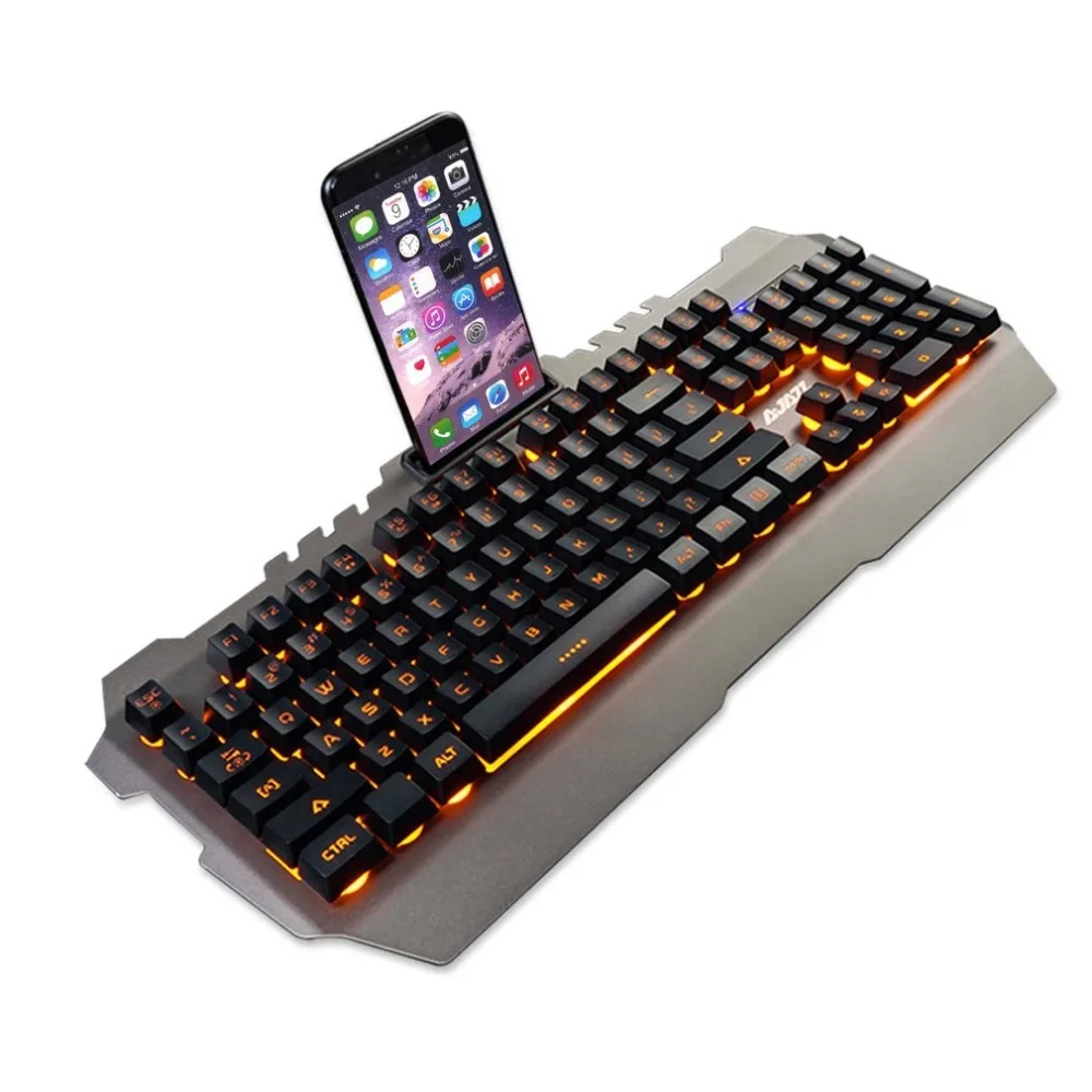 

Wired USB Gamer Keyboard 104 Keys Metal Panel Waterproof Backlit Keyboard With Game Mechanical Feeling Gaming Keyboard Free Ship